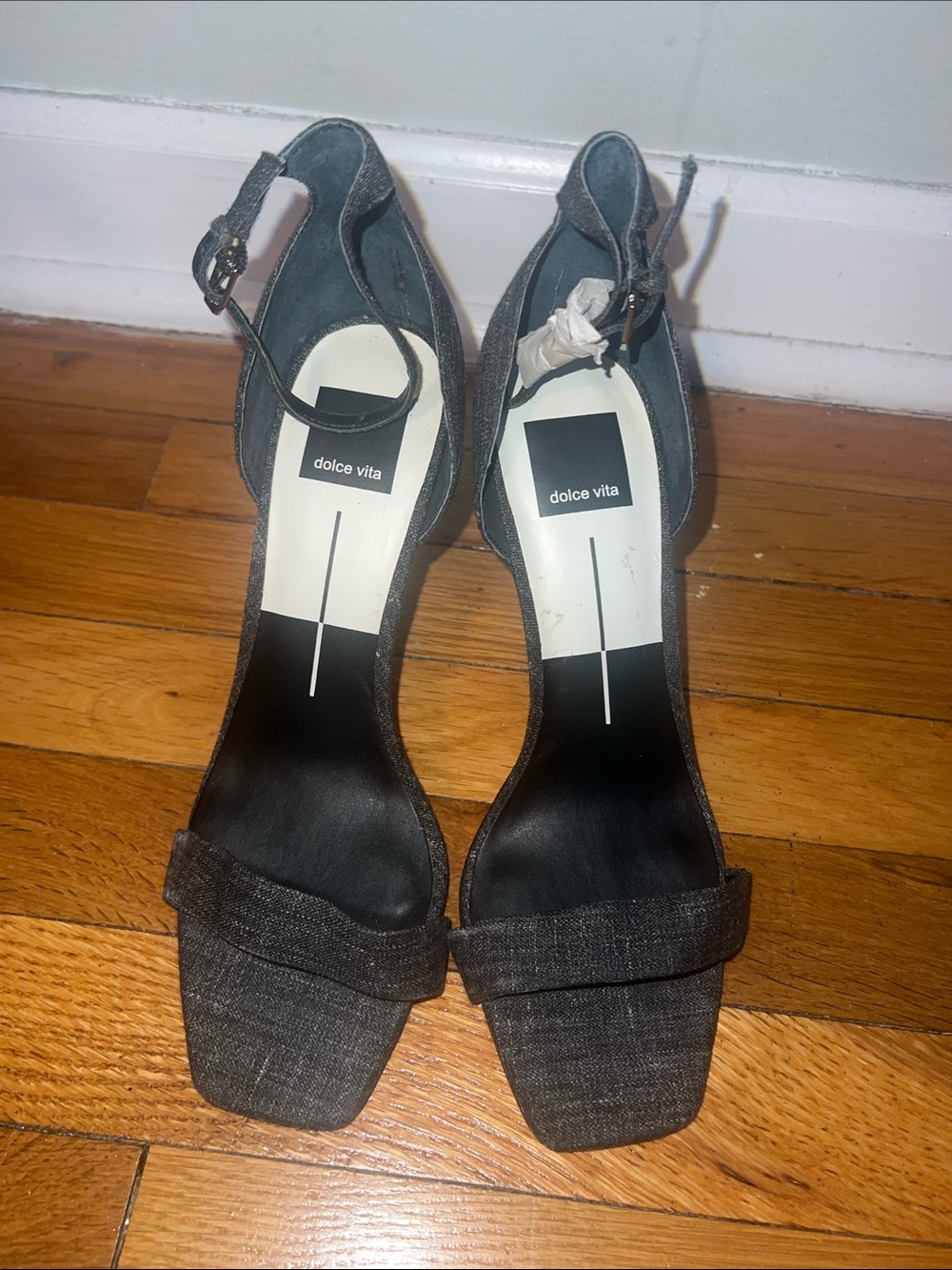 Dolce Vita Charcoal Gray Ankle-Strap Heels